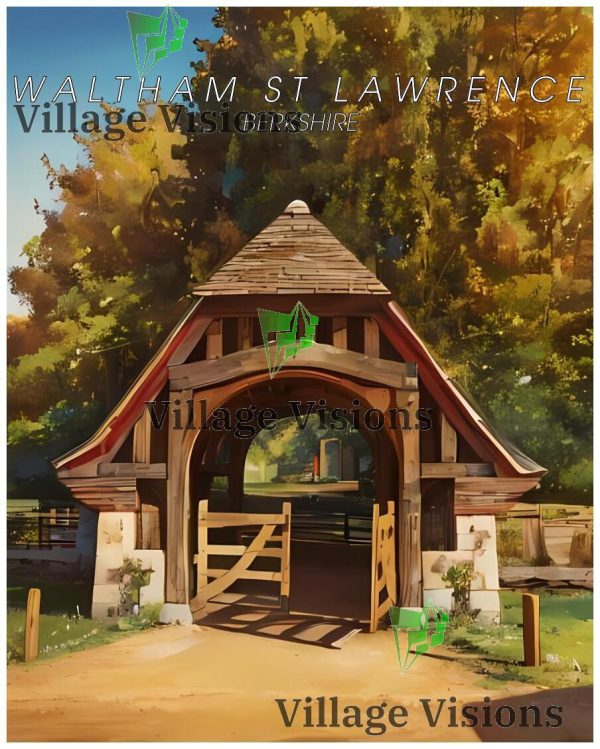 waltham st lawrence_border_writing_watermark Walthem St Lawrence Berkshire poster art print