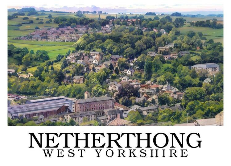 Netherthong Map Netherthong West Yorkshire art poster - Village Visions